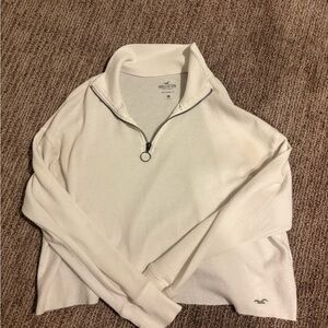 Hollister Off-White Textured Zip-Up